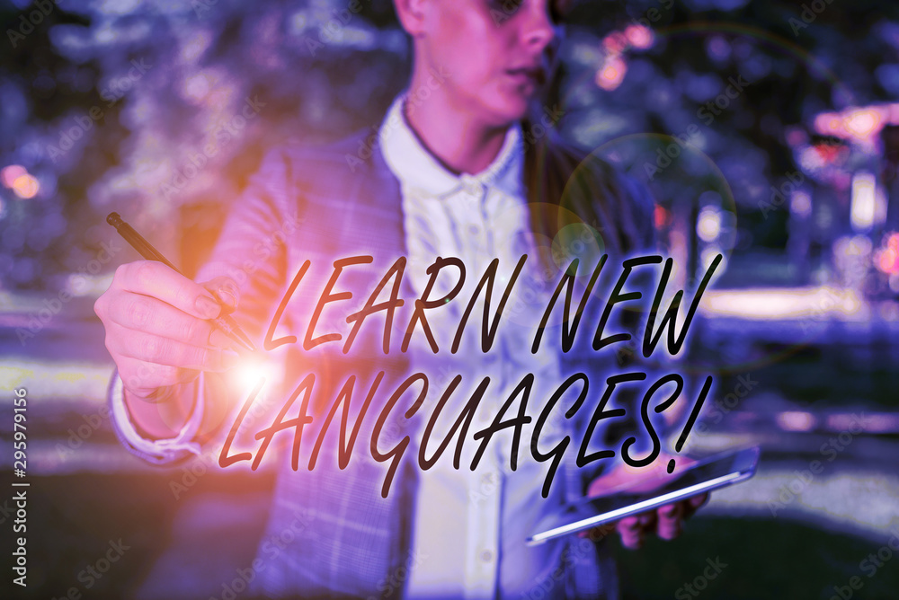 Poster text sign showing learn new languages. business photo text developing ability to communicate in fore