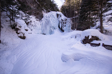 Amazing view of frozen waterfall