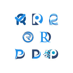 Initials letters R logo design templates vectors set