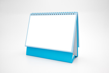 Blue calendar shelf blank information template closeup