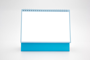 Blue calendar shelf blank information template closeup