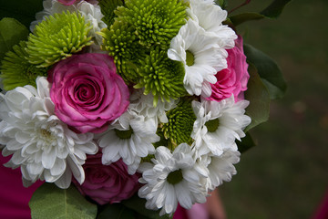 Fototapeta premium Pink, white and green bouquet