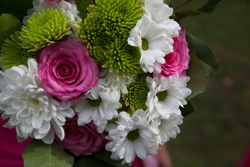 Pink, white and green bouquet