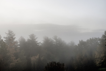 Fototapeta na wymiar Early Morning Fog in New Hampshire, USA