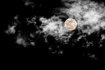 Naklejka na ściany i meble moon with textured cloud,Abstract black,isolated on black background