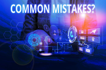 Word writing text Common Mistakes Question. Business photo showcasing repeat act or judgement...