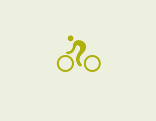 Creative bright abstract logo icon image of a man on a bicycle