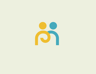 Creative linear bright abstract logo icon image of two people for a business company