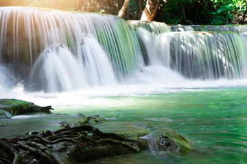 Huai Mae Khamin Waterfall at Kanchanaburi in Thailand
