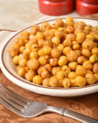Roasted garbanzo beans in a bowl