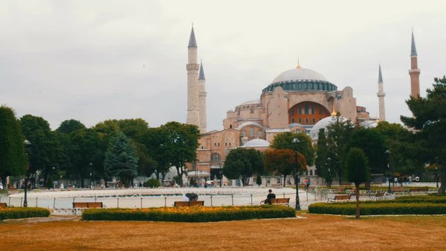 View of the world famous Hagia Sophia in Istanbul, Turkey. The religious center of many religions