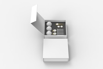 Blank golf accessory gift set box for branding. 3d render illustration.