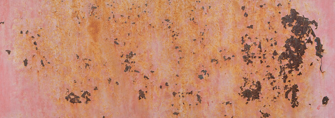 Peeling paint on the rust wall. Empty for design, pattern, cover, overlay texture, background and other, Surface of old steel background.