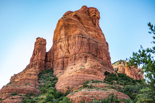 The Mitten Red Sandstone Butte Rock Formation In Sedona, AZ