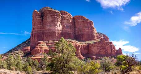 Courthouse Butte red sandstone sedimentary rock formation in Sedona AZ