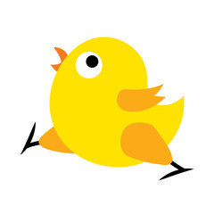 Cute roaster chicken running and look at behind, isolated