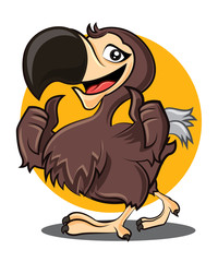 Cartoon cute happy Dodo bird character showing GOOD hand signs. Vector mascot illustration © charactoon