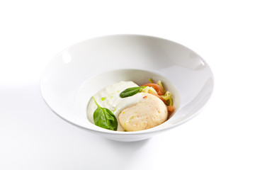 Kamchatka crab and scallop souffle closeup