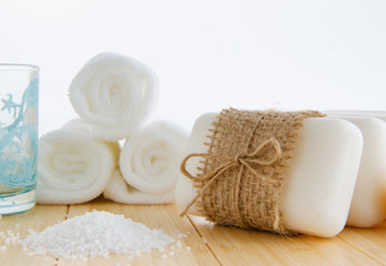 Healthy lifestyle concept with aromatic soaps