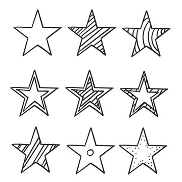 doodle stars illustration handdrawn cartoon style isolated