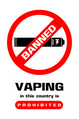 Banned Electric Cigarette poster with healthy reasons, design for poster printing to use in restrict area. Layers vector illustration.