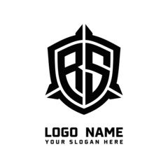 Obraz premium initial RS letter with shield style logo template vector. shield shape black monogram logo