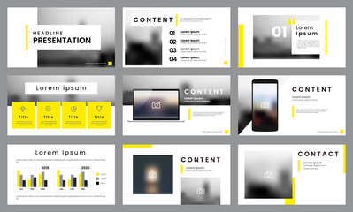 Yellow and white presentation template layout. Business data visualization