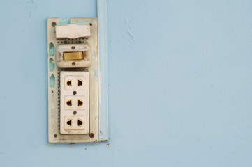 Old burned plug socket with room for text