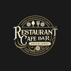 Food drink logo design - vintage style restaurant and cafe bar