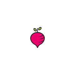 Radish Logo Icon Design Template. Fruit and Vegetable Vector Illustration