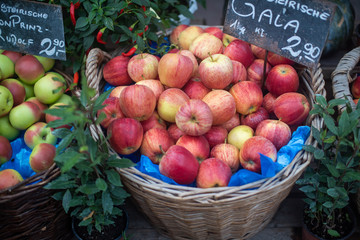 Apples in basket on sale at local market