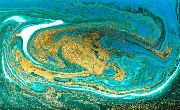 Blue and gold marbling ripple of agate.