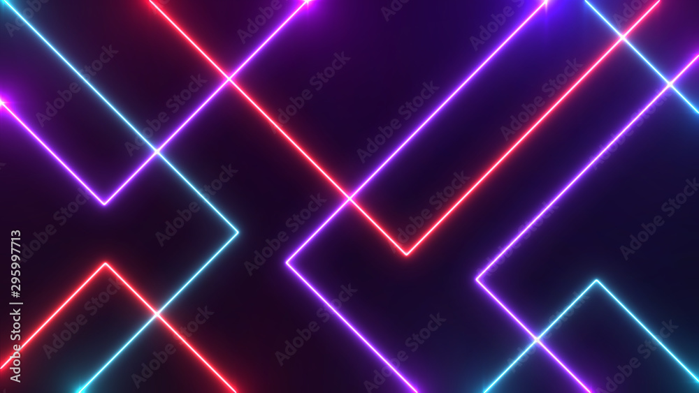 Wall mural abstract neon bright lens flare colored on black background. laser show colorful design for banners  - Wall murals