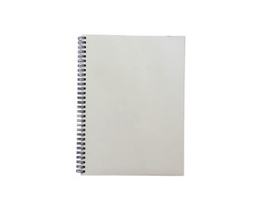 Blank white paper sketchbook isolated on white background in top view