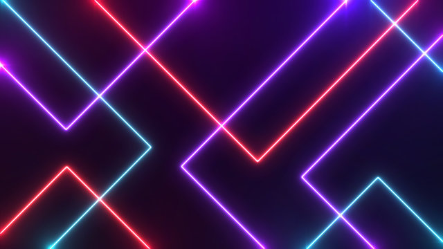 Abstract Neon bright lens flare colored on black background. Laser show colorful design for banners advertising technologies