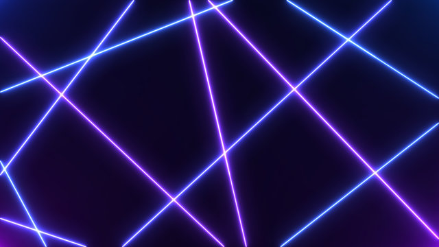 Abstract Neon bright lens flare colored on black background. Laser show colorful design for banners advertising technologies