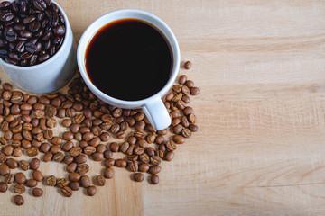 .Coffee cup and coffee beans