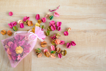 Perfume and dried flowers