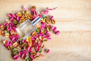 Perfume and dried flowers