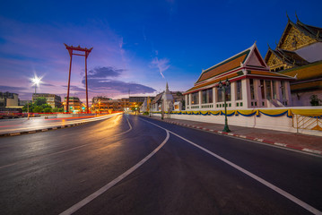 The Giant swing "Sao Ching Cha" fantastic landmark of Bangkok, Thailand.