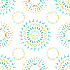 Watercolor seamless pattern. Ethnic geometric ornament