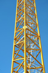 lattice boom of a tall construction crane