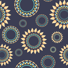 Watercolor seamless pattern. Ethnic geometric ornament