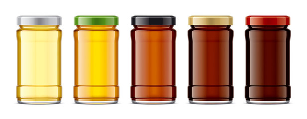 Set of Glass Jar with Honey. 