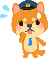 困っている犬のおまわりさん