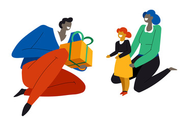 Family holidays celebration of kids birthday gift making