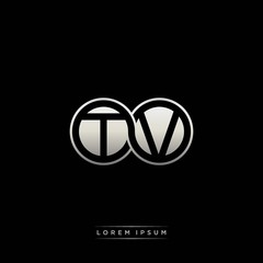 TV initial letter linked circle capital monogram logo modern template silver color version