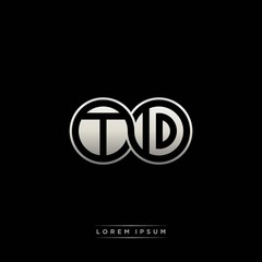 TD initial letter linked circle capital monogram logo modern template silver color version