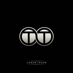 TT initial letter linked circle capital monogram logo modern template silver color version