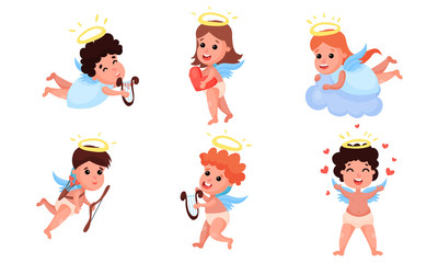 Boys and girls are angels. Vector illustration.